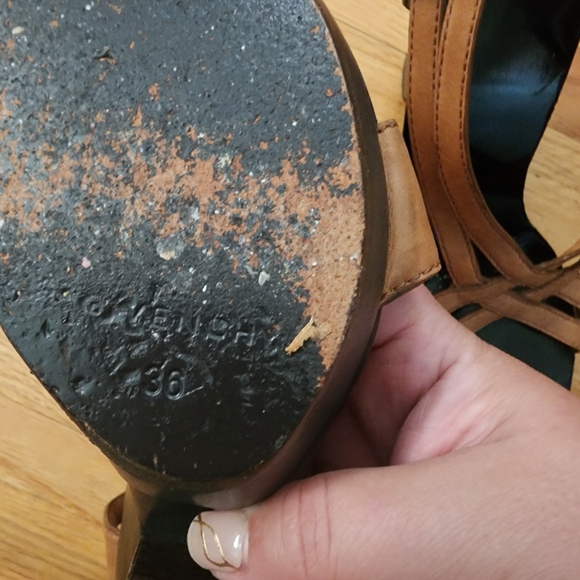 Givenchy Brown Leather Wooden Soled Sandals - size 5.5 - Picture 6 of 13
